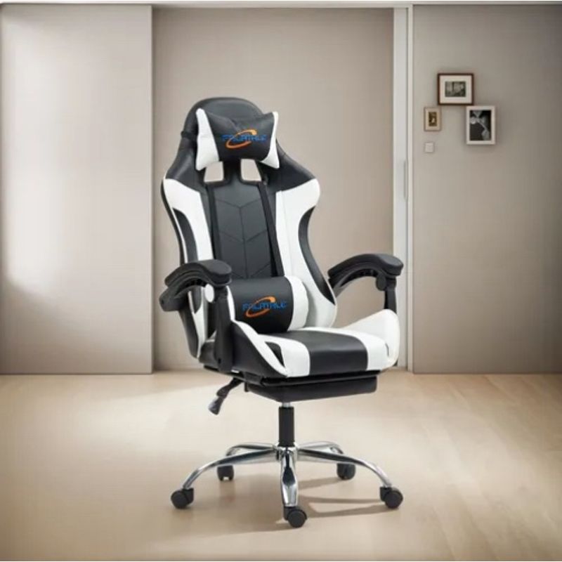 ATLAS - Silla Gamer De Cuero Con Masajeador Blanca