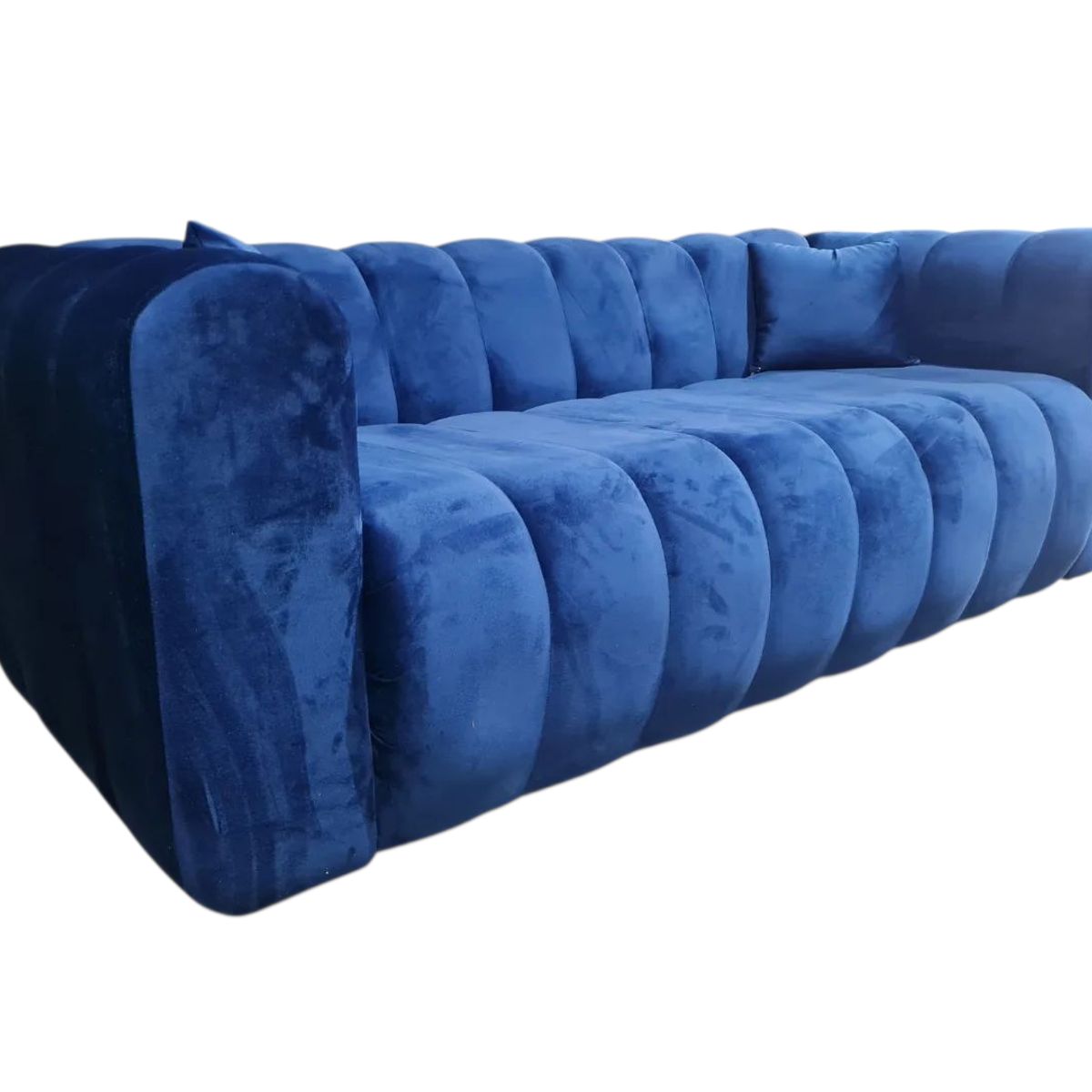 GENERICO - Sofa Martins 2 mts, felpa azul marino, 3 cuerpos