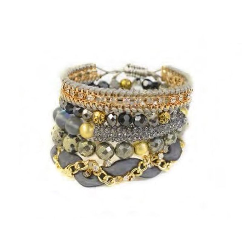 VANE COLLECTION - Pulsera mujer set de 5 piezas separadas diseño gris hechas a mano