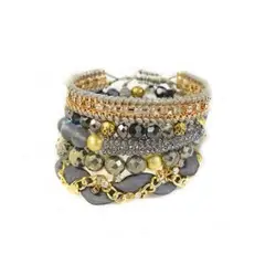 VANE COLLECTION - Pulsera mujer set de 5 piezas separadas diseño gris hechas a mano