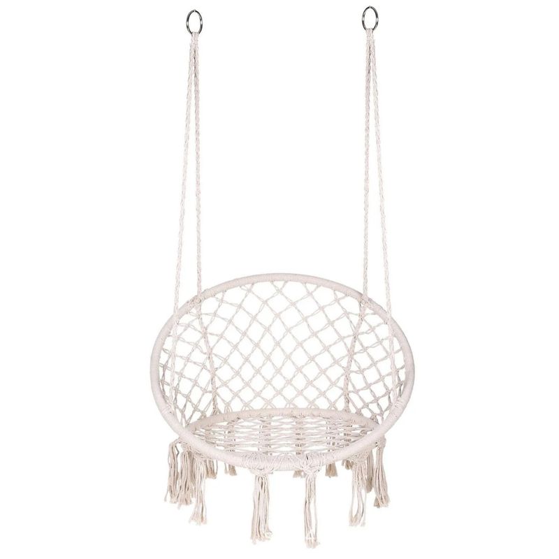 MOVI - Hamaca colgante tejida con aros para jardín o interior