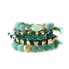 VANE COLLECTION - Pulsera mujer set de 5 piezas separadas diseño verde hechas a mano