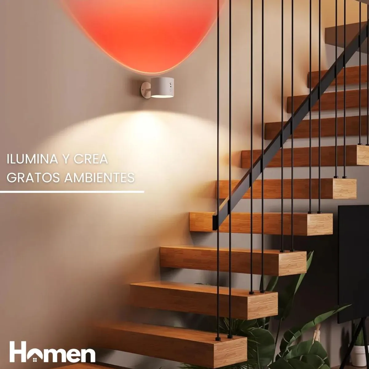 HOMEN - Lámpara De Pared Inalámbrica Batería Recargable Y Control