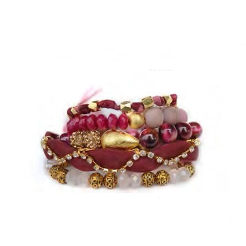 VANE COLLECTION - Pulsera mujer set de 5 piezas separadas diseño roja hechas a mano