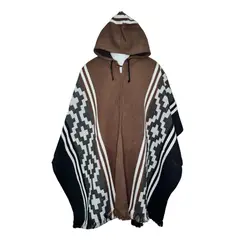 MORLAN - Poncho de Alpaca Lana Ecuatoriana Capucha Cálido Liviano