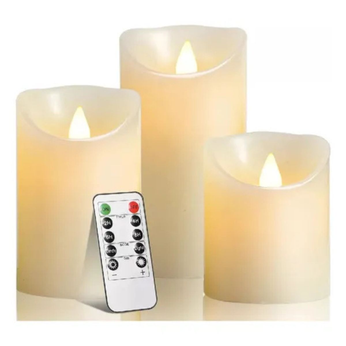 MOVI - Pack 3 Velas LED Decorativas con Control Remoto incluido