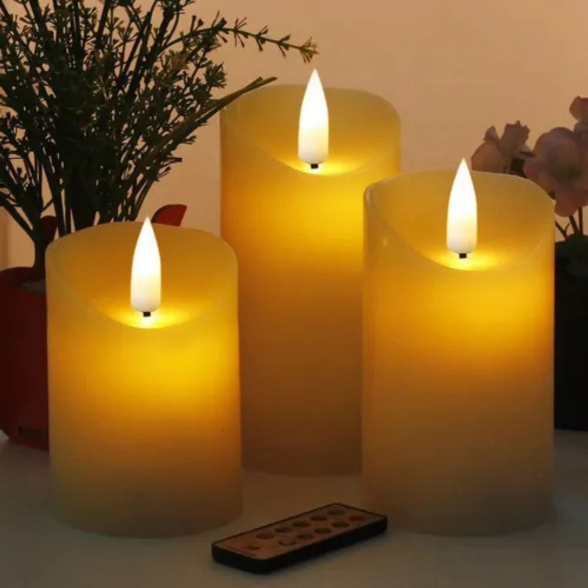 MOVI - Velas LED para Decoración Interior con Luz Cálida X3