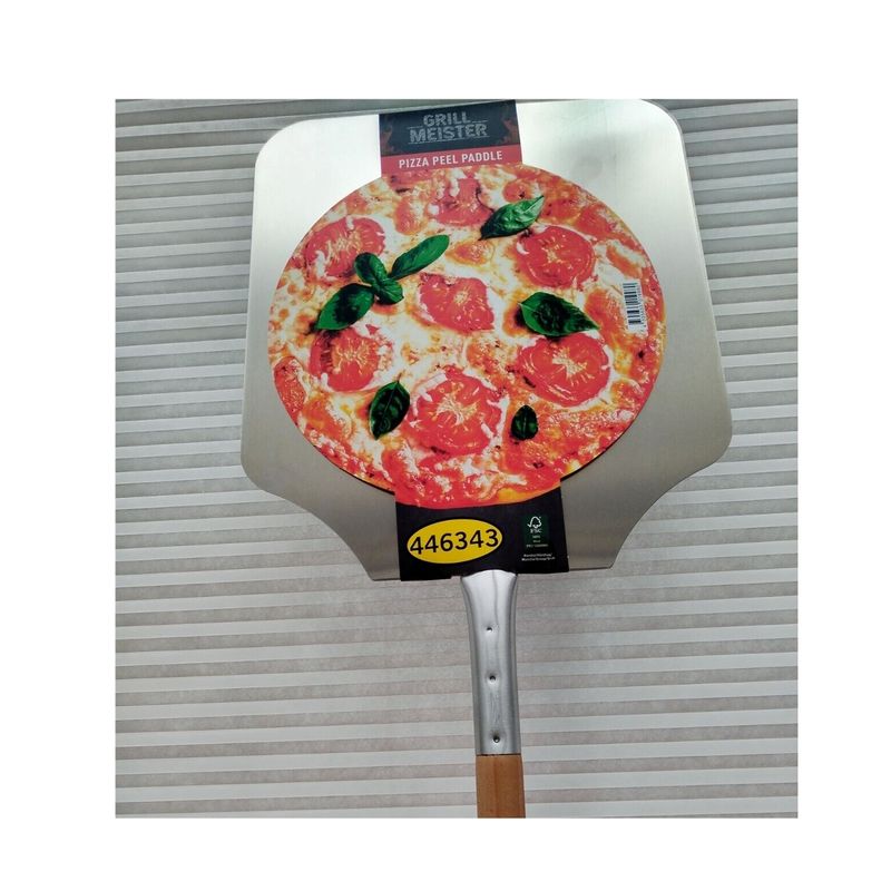 GENERICO - Pala inoxidable para pizza con mango de madera