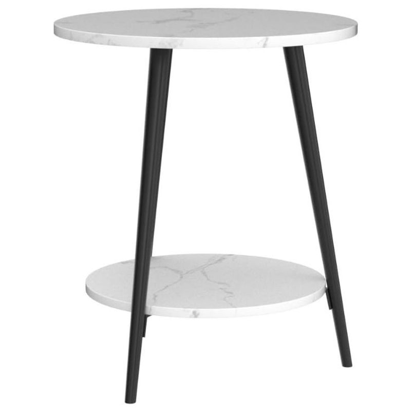 GENERICO - Mesa de Centro Redonda 40x40x52CM Mármol Blanco Con Patas Negras