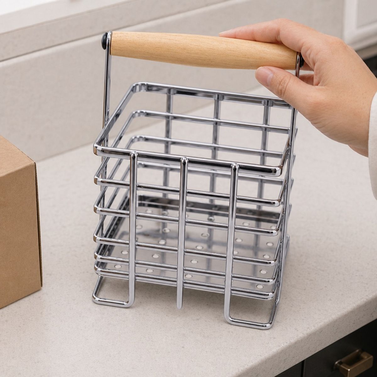 HOMESTAR - Porta Utensilios Metal para cocina Cromado