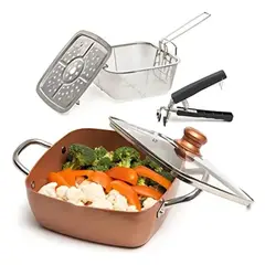 MOVI - Sartén Cuadrada Antiadherente Tipo Cobre con Accesorios