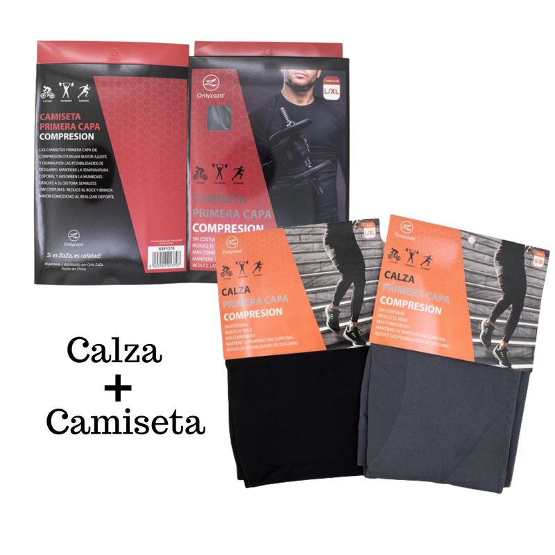 EKOL TACTICA MILITAR - Set Primera Capa Hombre Camiseta Y Calza Compresión Térmicos