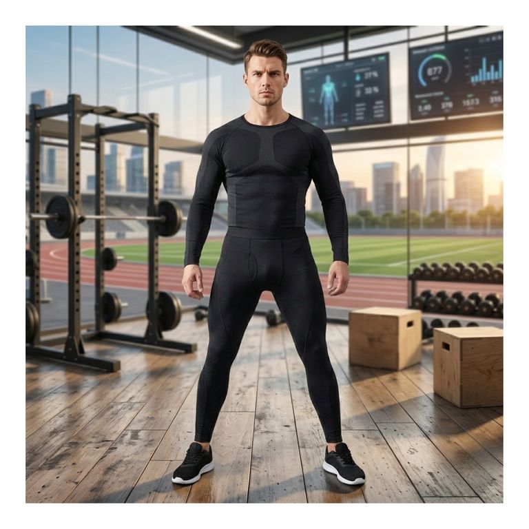 Set Primera Capa Hombre, Camiseta Y Calza Compresion Termicos Negro S/M