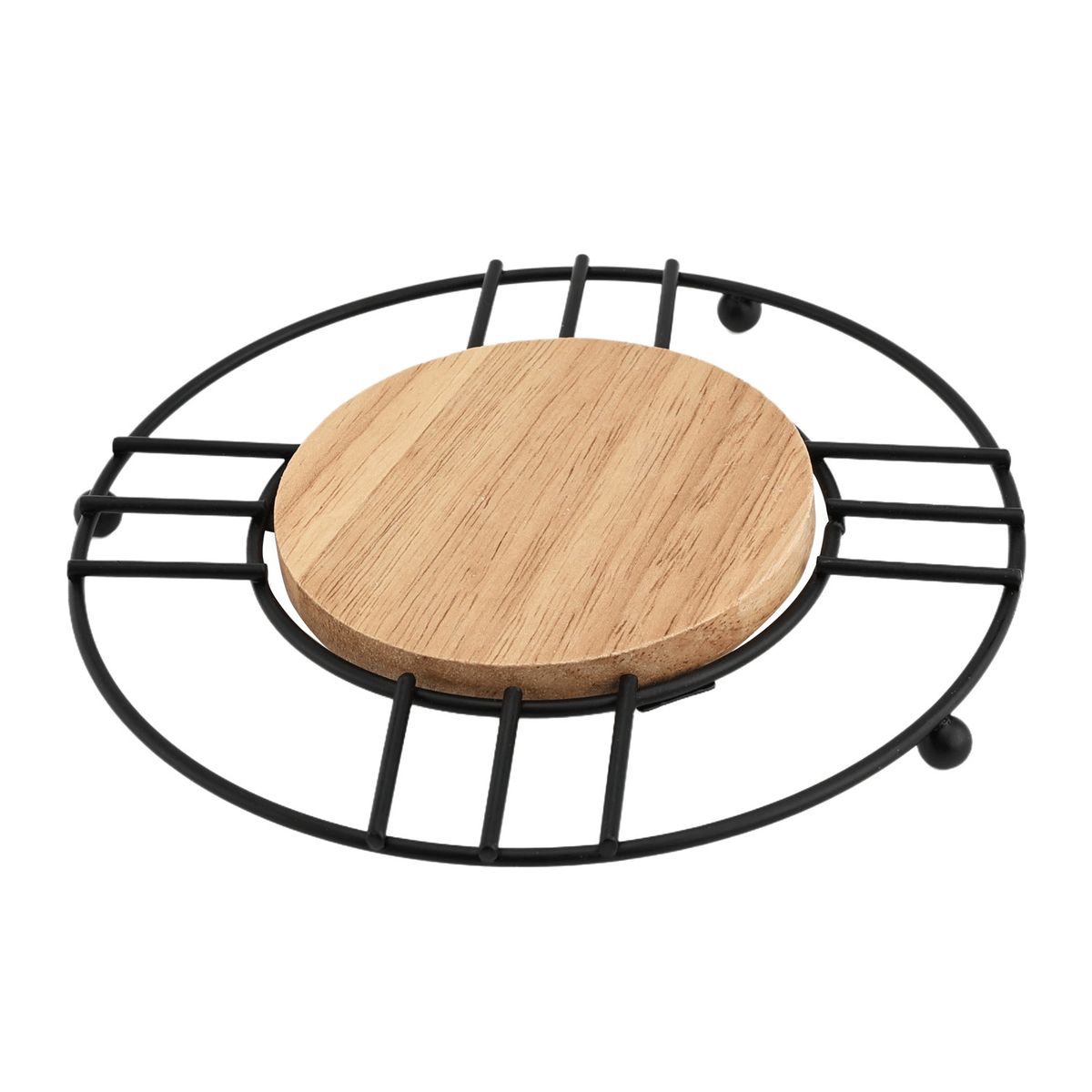 HOMESTAR - Salvamanteles Comedor Redondo Metal Madera 18cm