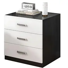 GENERICO - Mesa De Noche de 3 Cajones 40 x 30 x 58 cm - Blanco Y Negro