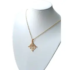 GENERICO - Collar con símbolo Nudo de Bruja de Acero Inoxidable Dorado