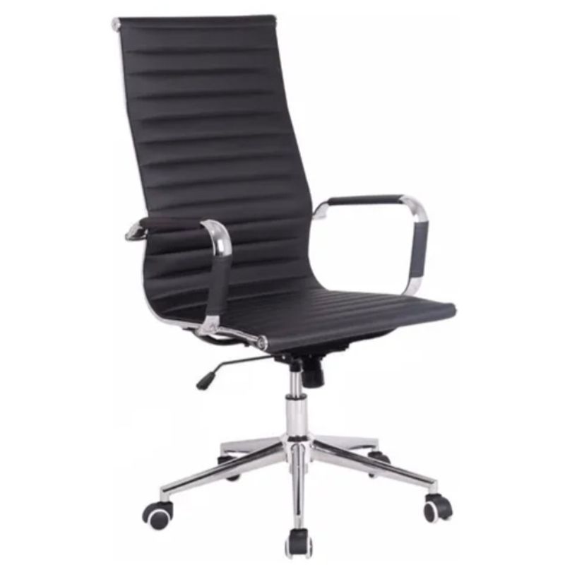 ATLAS - Silla de escritorio ergonómica negra con tapizado de cuero sintético