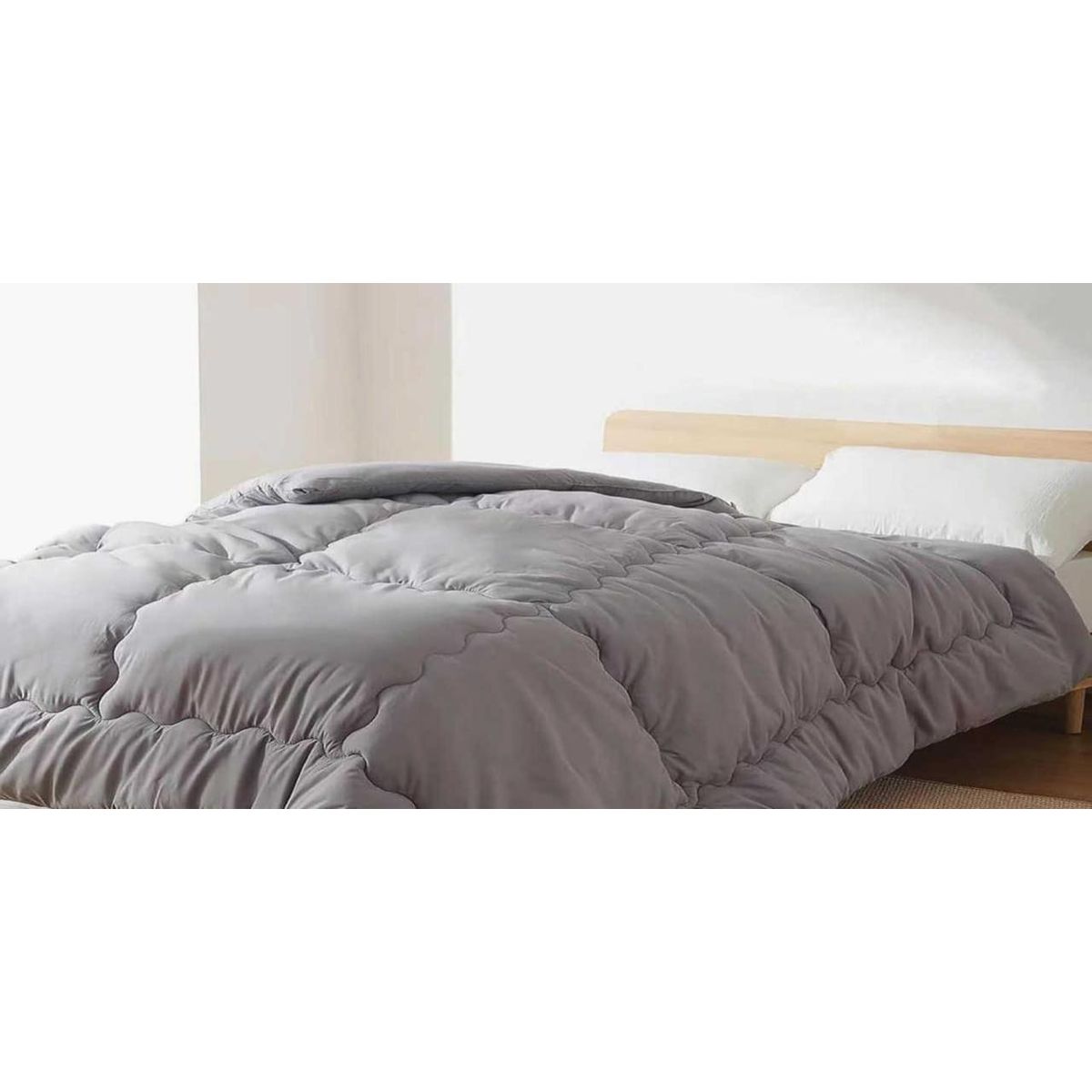 GENERICO - Edredon Nordico de Microfibra - Plumon Sintetico 1 plaza Color Gris