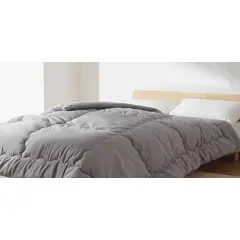 GENERICO - Edredon Nordico de Microfibra - Plumon Sintetico 2 plazas Color Gris