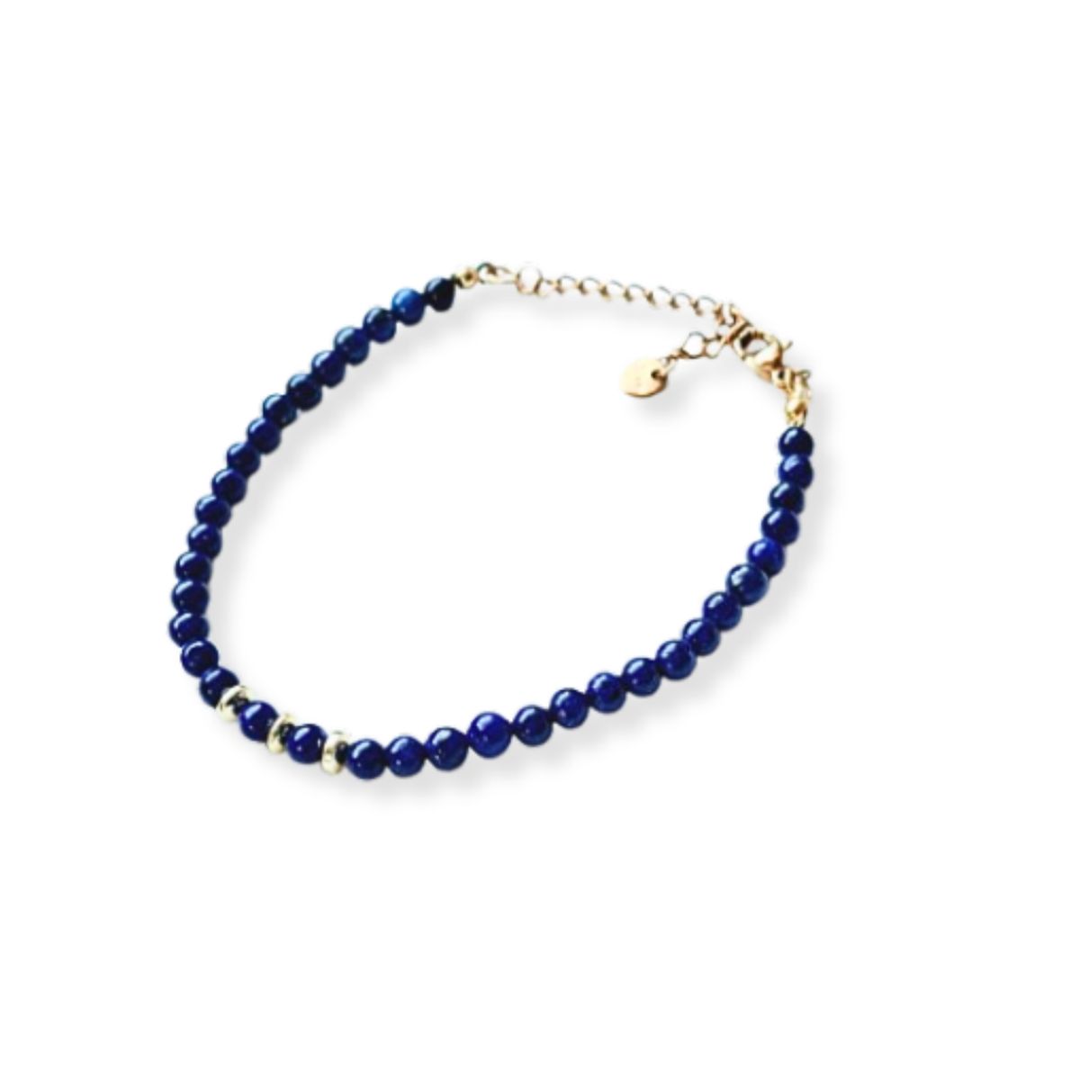 GENERICO - Pulsera de piedra lapislázuli y detalles dorados