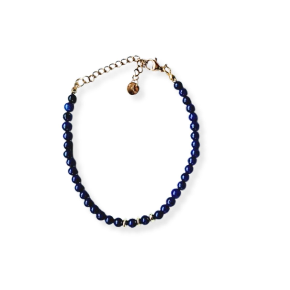 GENERICO - Pulsera de piedra lapislázuli y detalles dorados