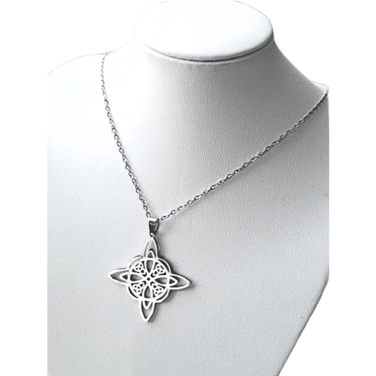 GENERICO - Collar con símbolo Nudo de Bruja de Acero Inoxidable