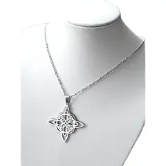 GENERICO - Collar con símbolo Nudo de Bruja de Acero Inoxidable