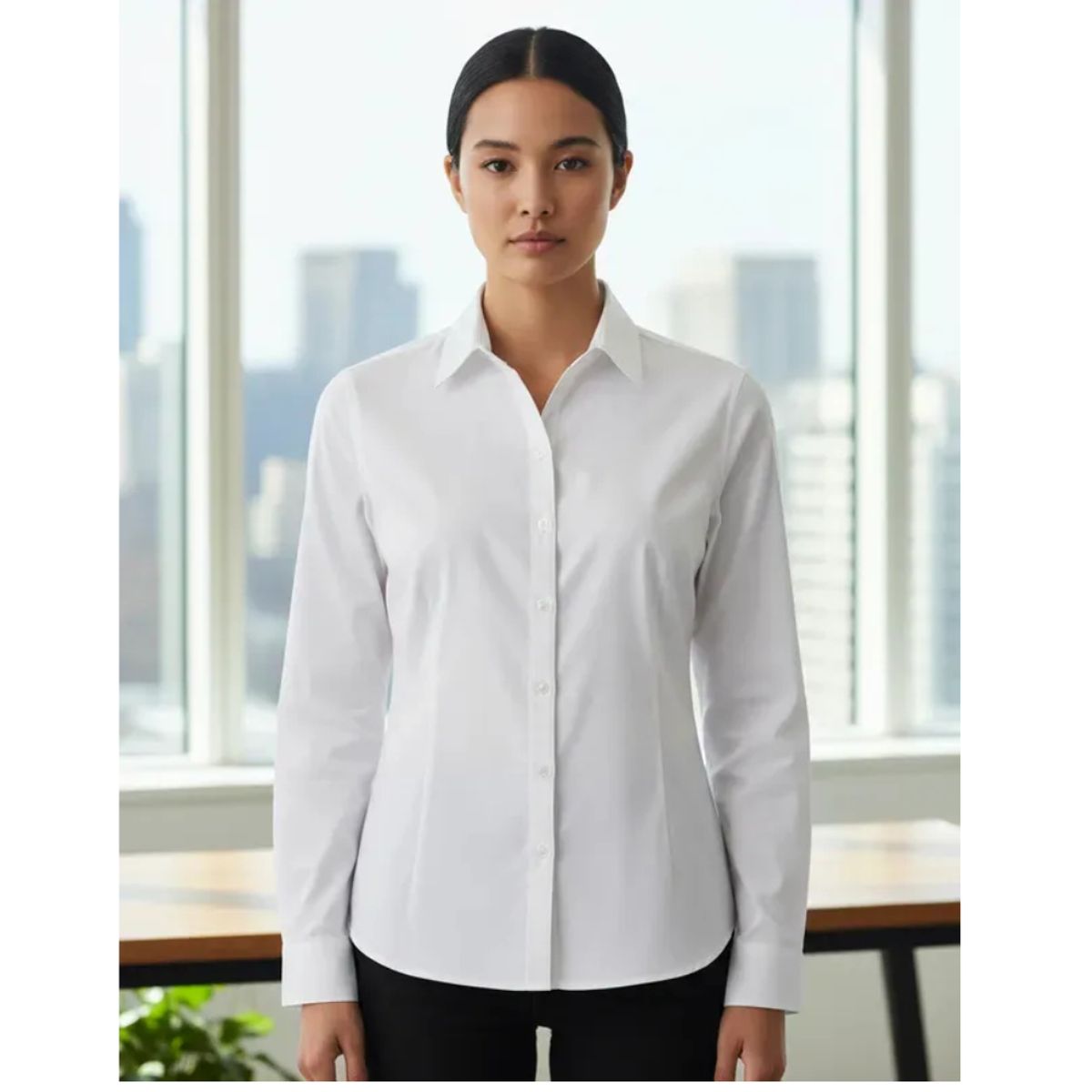 T-WORLD - Blusa Oxford Light Manga Larga Mujer