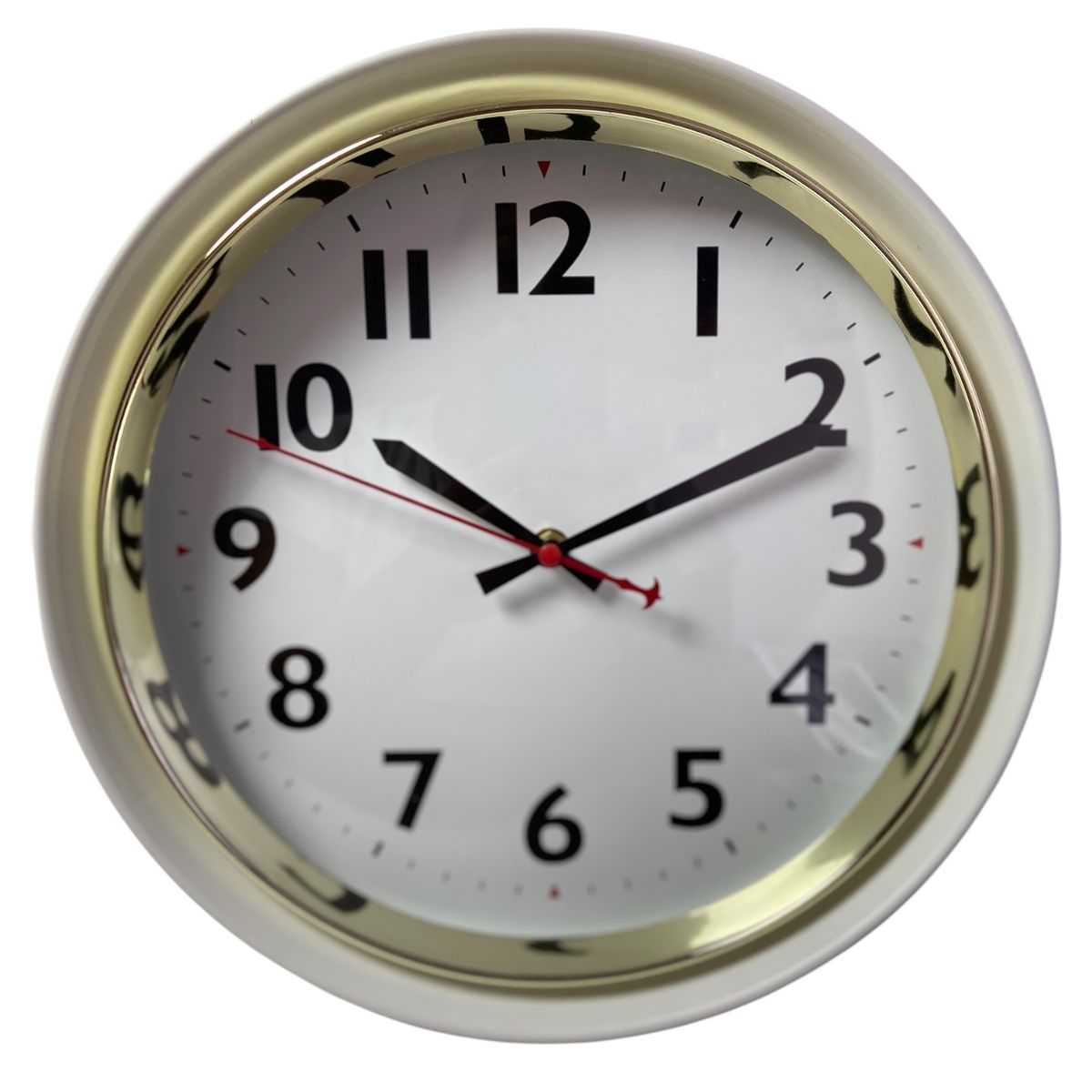 GENERICO - Reloj Pared Clásico Decorativo Con Marco Blanco Dorado