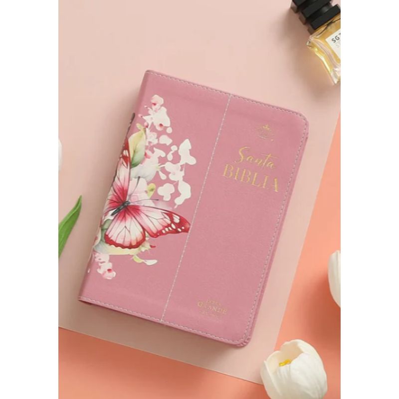 ABBA - Biblia RVR60 035c PJR CP Flores rosas Tamaño Compacto