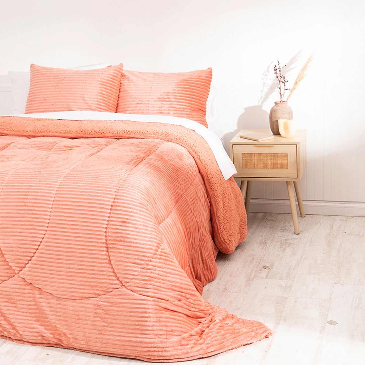 MASHINI - Plumón Corduroy Coral Sherpa 2.0 Plazas Coral