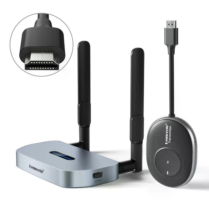 GENERICO - Lemorele Q5R1 Transmisor Video 4K  Inalámbrico HDMI a HDMI o VGA
