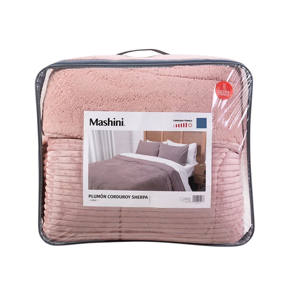 MASHINI - Plumón Corduroy Coral Sherpa 2.0 Plazas Rosado
