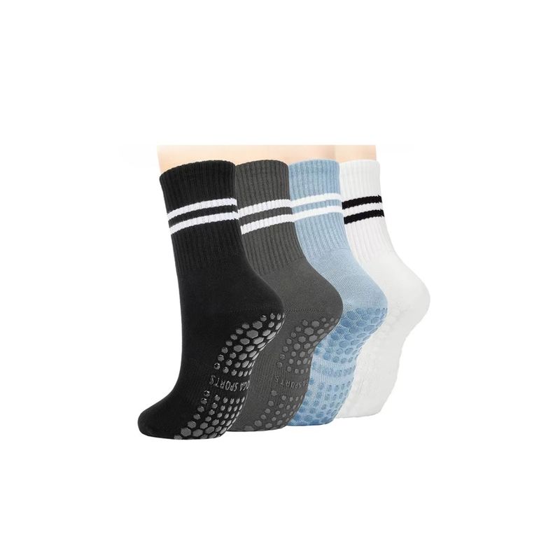 GENERICO - Calcetines Antideslizantes Algodon Yoga Fitness Set 4 Pares