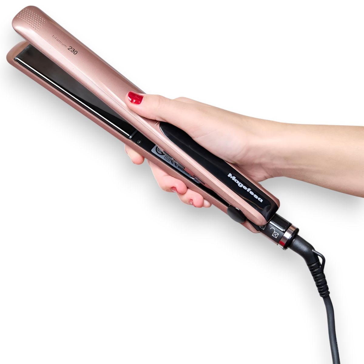 MAGEFESA - Alisador de Pelo con Placas de Titanio 230° +6 Niveles de T°
