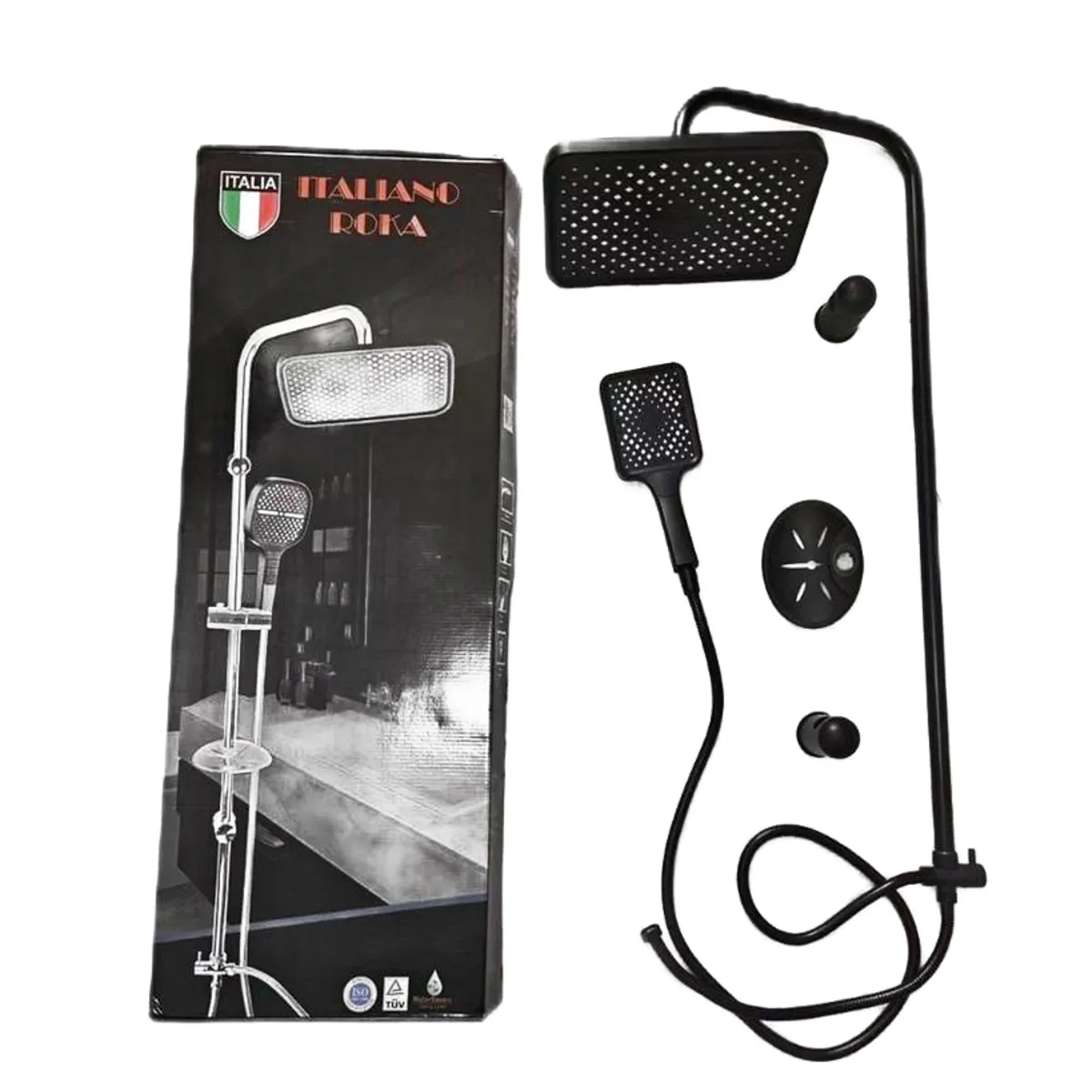 GENERICO - Columna de Ducha Cuadrada Negro Mate