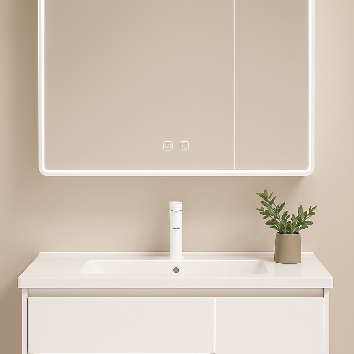 HOMER DESIGN - Vanitorio De Panal Aluminio Con Botiquín Espejo Inteligente B2