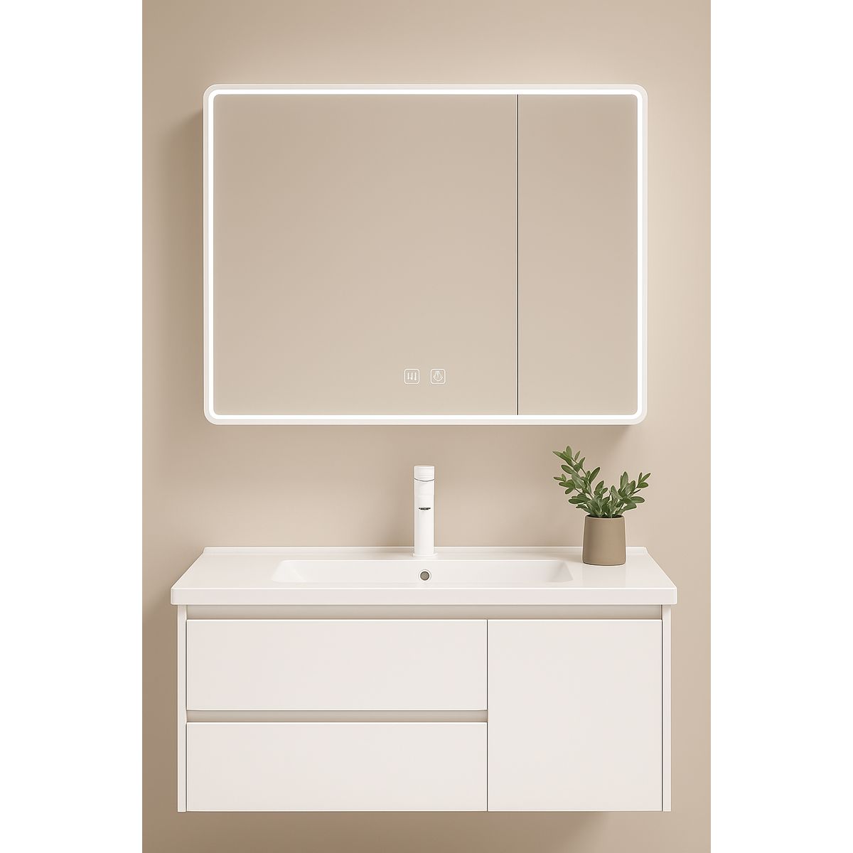 HOMER DESIGN - Vanitorio De Panal Aluminio Con Botiquín Espejo Inteligente B2