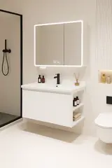 HOMER DESIGN - Vanitorio De Panal Aluminio Con Botiquín Espejo Inteligente C2