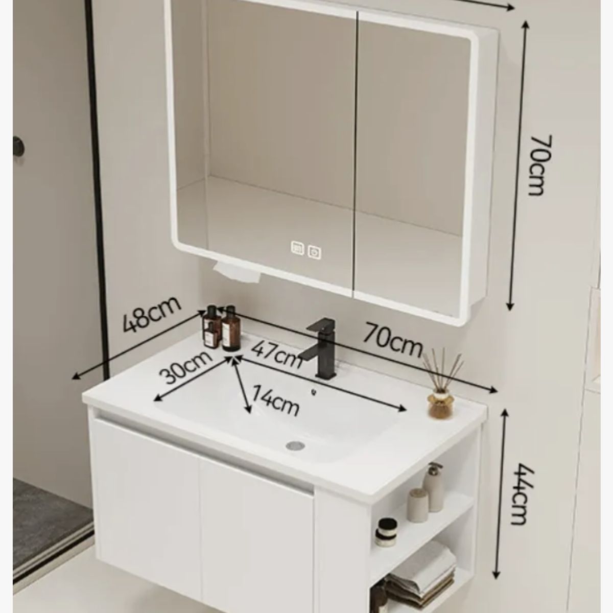 HOMER DESIGN - Vanitorio De Panal Aluminio Con Botiquín Espejo Inteligente C2