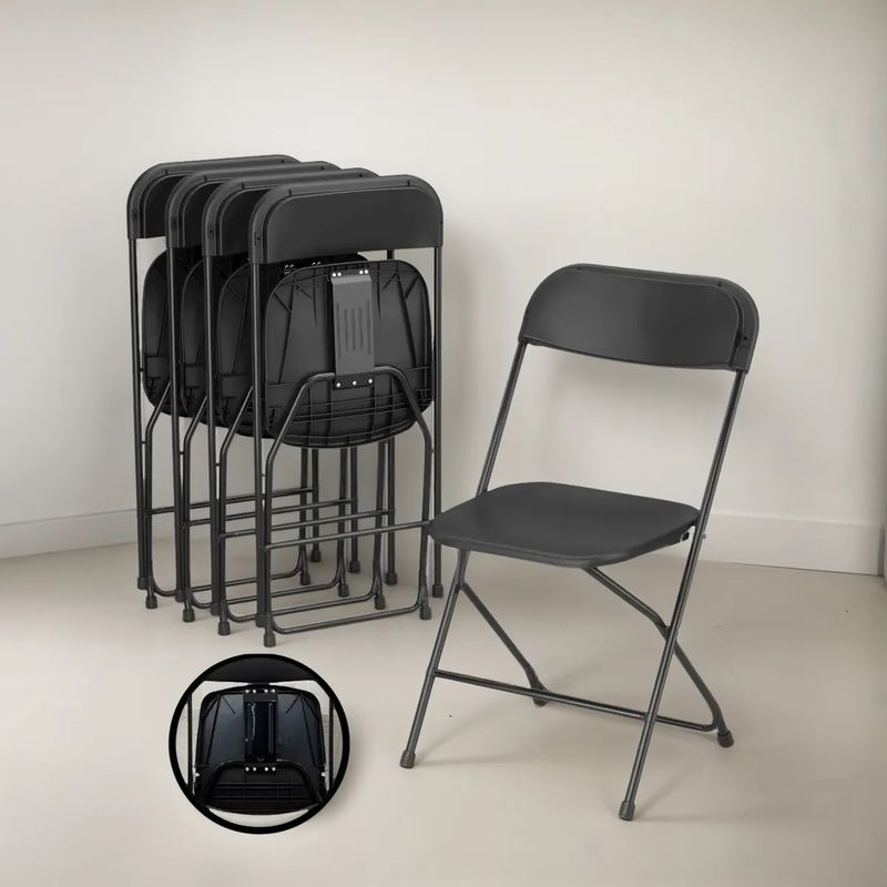 GENERICO - Silla Plegable Reforzadas Para Oficina Y Hogar Negro 5 Pzs