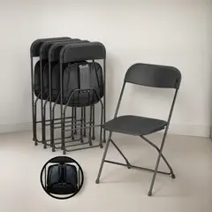 GENERICO - Silla Plegable Reforzadas Para Oficina Y Hogar Negro 5 Pzs