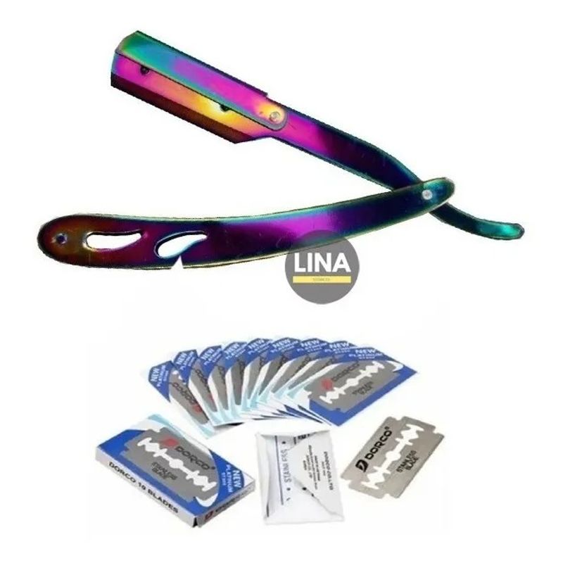 GENERICO - Kit Navaja Con 20 Repuestos Barbero Barberia Tornasol