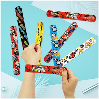 Imagen 2 del producto 12 Pulseras Slap Coche Carrera Banda Niños Fiesta Cumpleaños