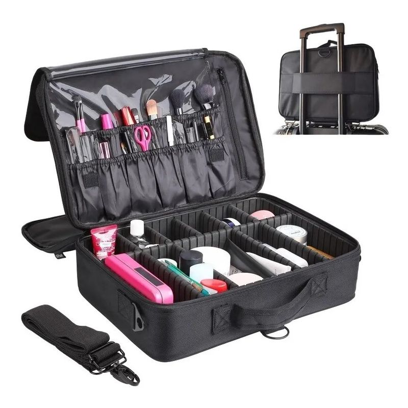GENERICO - Maleta Bolso Maquillaje Portatil Cosmeticos Viaje Negro Grande
