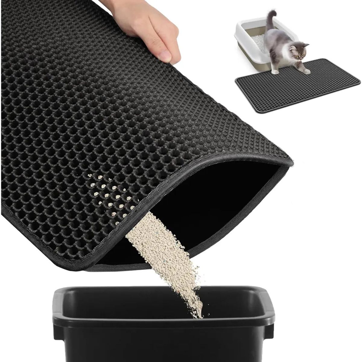 KUANGYE - Alfombra De Arena Para Gatos Arenero 55x75cm Facil Limpiar