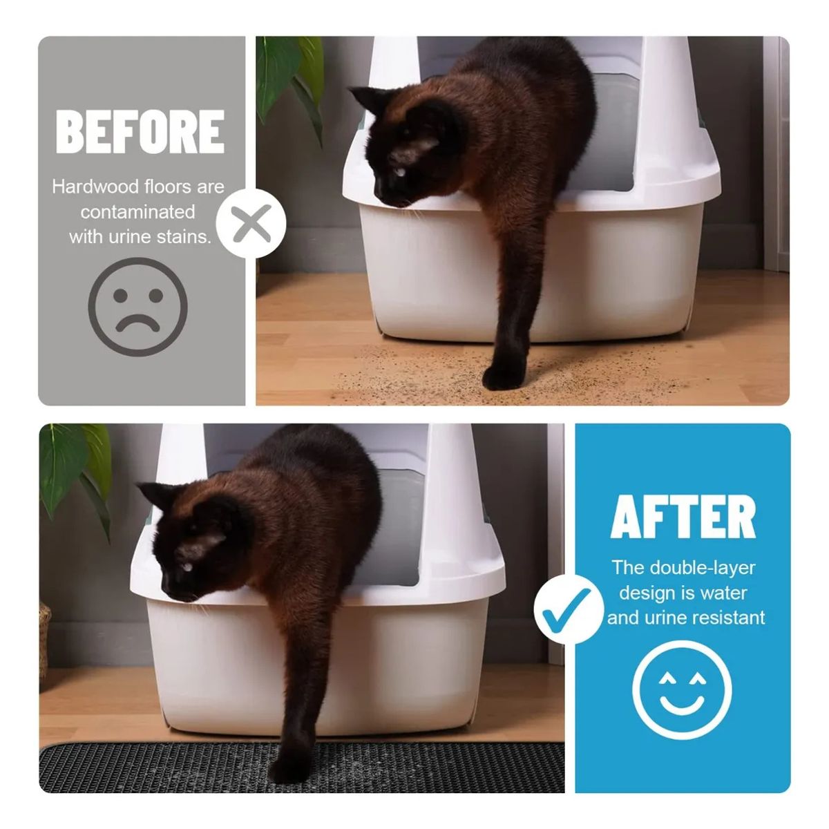 KUANGYE - Alfombra De Arena Para Gatos Arenero 55x75cm Facil Limpiar