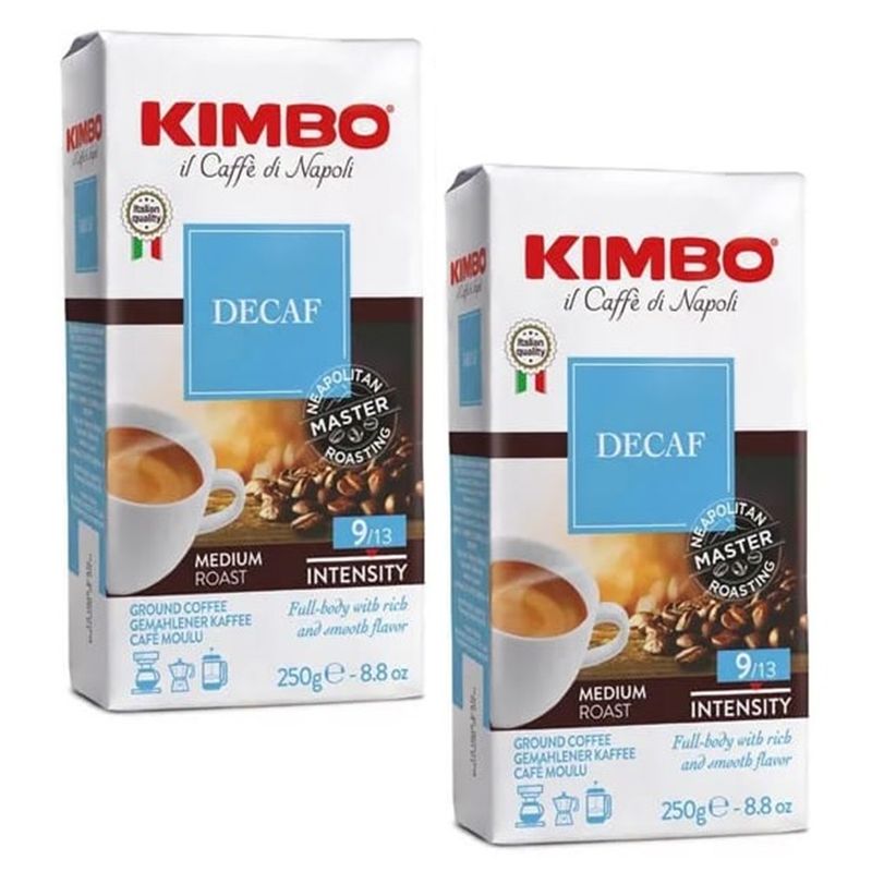 KIMBO - Pack Café Italiano Kimbo Descafeinado Grano Molido 2 X 250