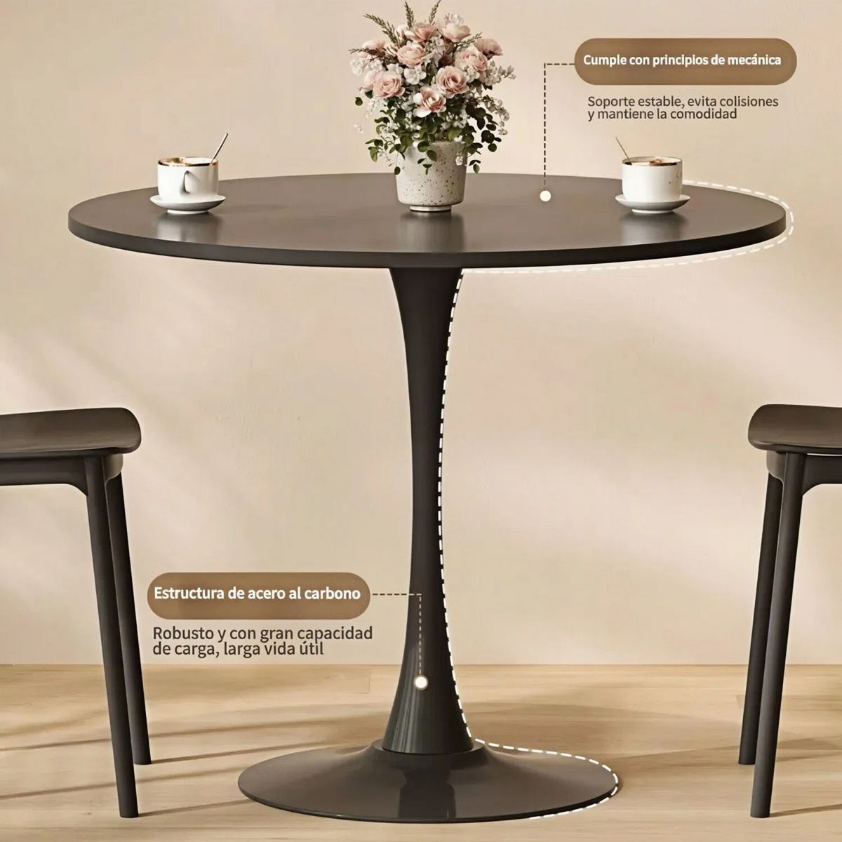 GENERICO - Comedor Mesa Eames Redonda 60cm Negra