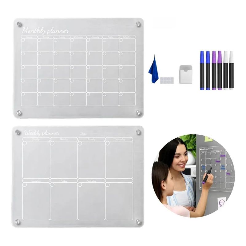 KUANGYE - 1 Set Pizarra Planificador Acrílico Para Refrigerador